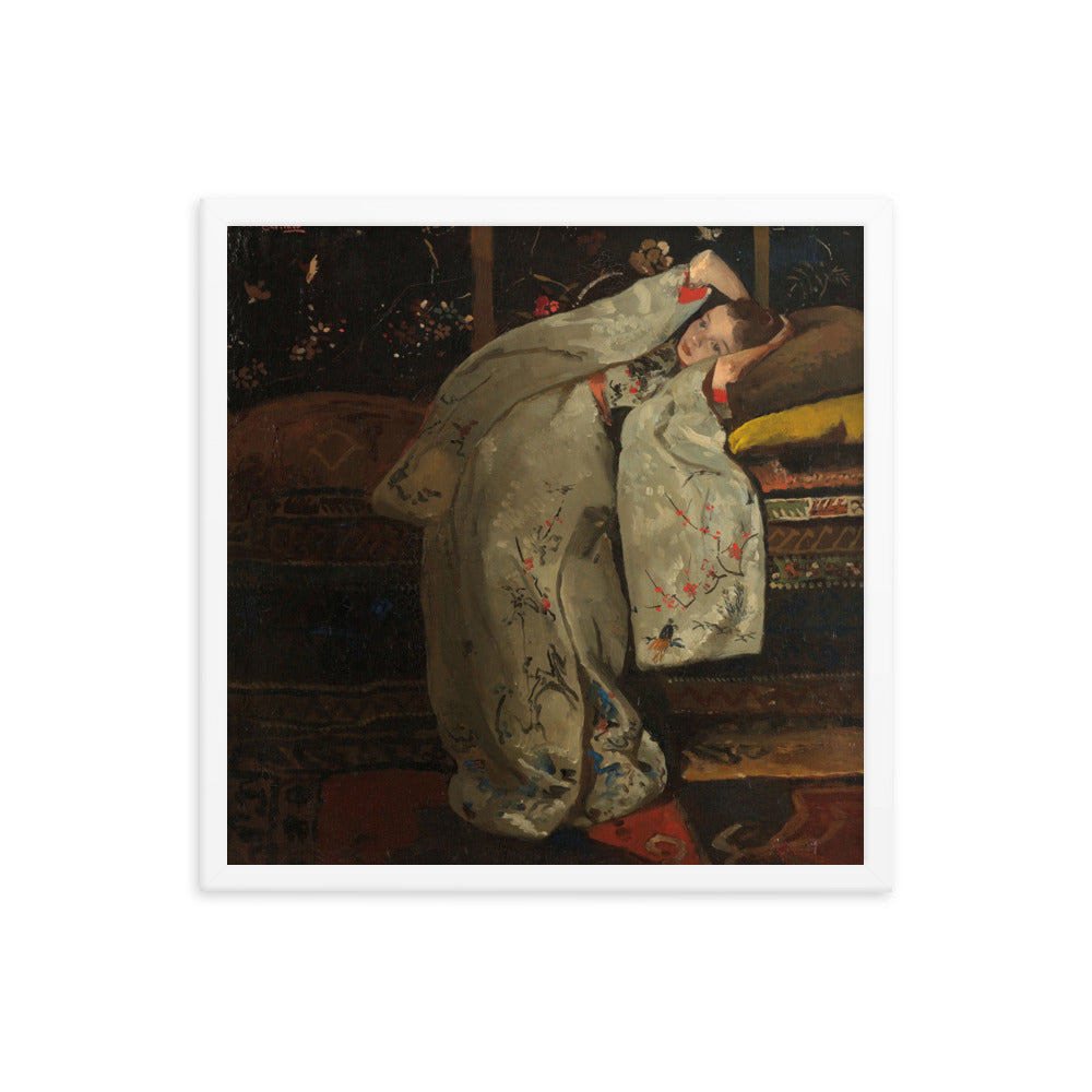 Mädchen in einem weißen Kimono